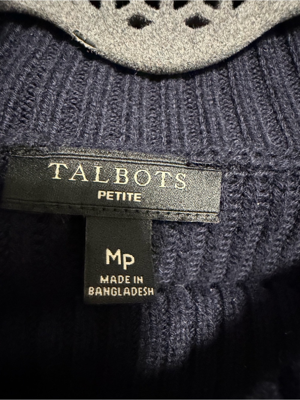 Talbots Petite MP Navy Colorblock Button Neck Cotton Sweater Tunic - Picture 4 of 9